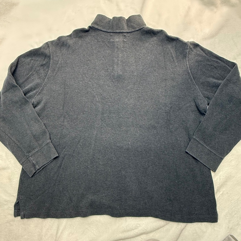Vintage Polo Ralph‎ Lauren Men's 2XL Gray Pony Ribbed Quarter Zip Pullover - Picture 8 of 8